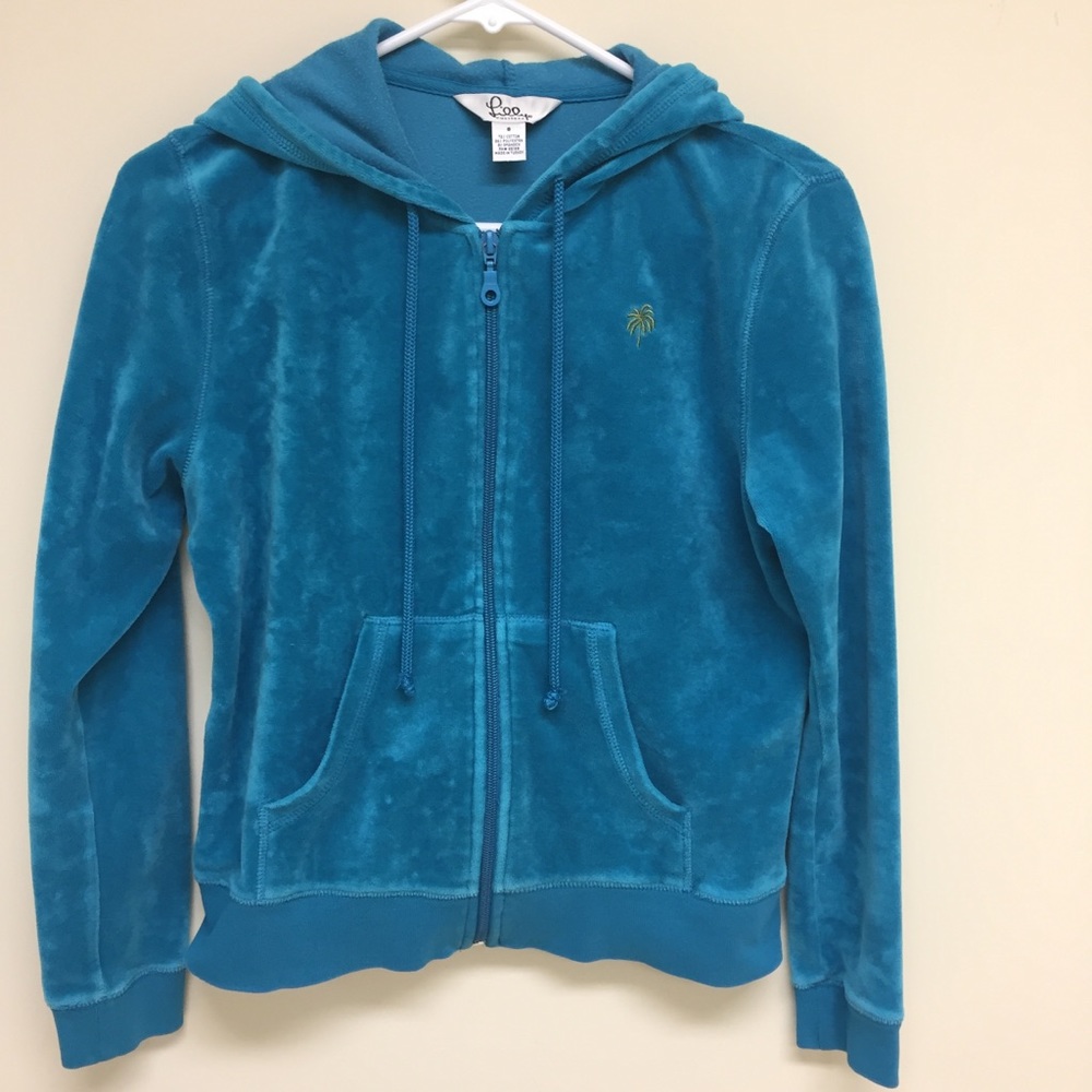 Lilly Pulitzer jacket hooded velour teal size S